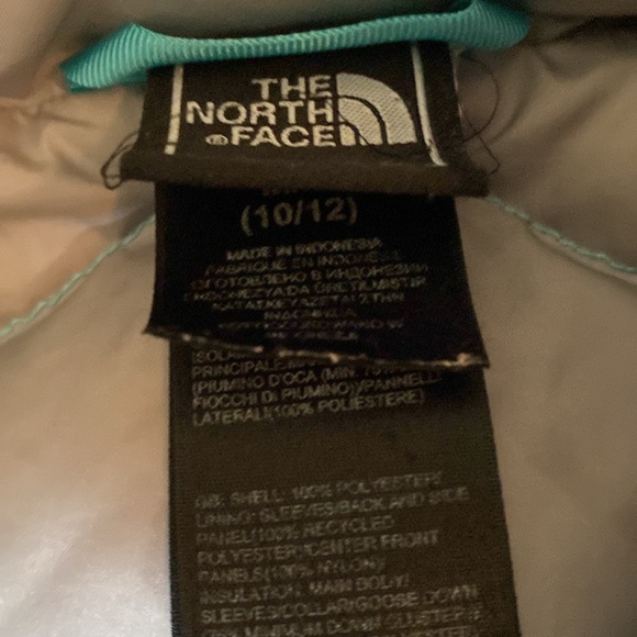Super cute striped North Face Puffer jacket size 10-12 - Picture 3 of 5